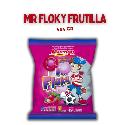 Mr.floky sabor frutilla con relleno masticable 454 gr