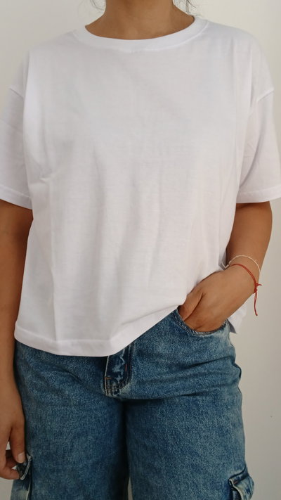 REMERA BOXY FIT 100% ALGODON (BLANCA)