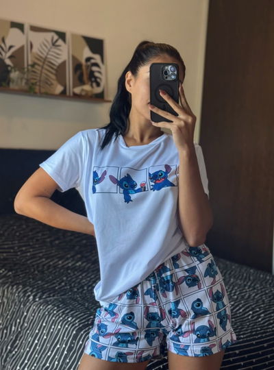 PIJAMA STITCH CUADROS