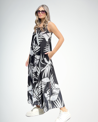 Vestido C/ Bolsillos Y Tajos Laterales Salac Hojas