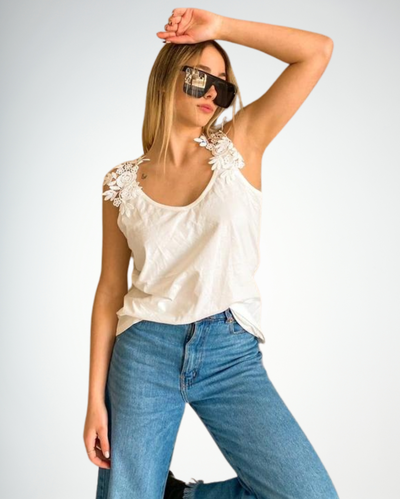 Remera Musculosa Con Apliques S/manga  Ocean