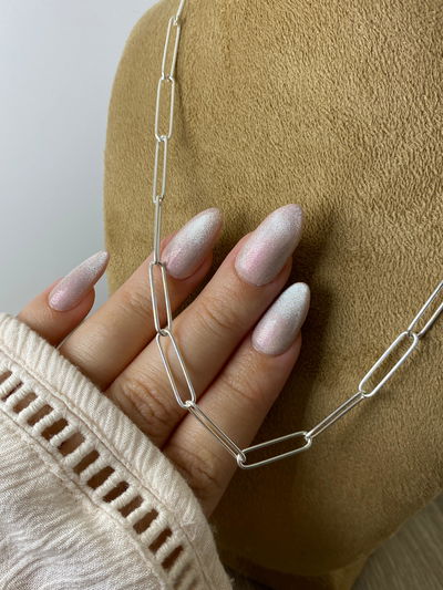 Collar Acero Blanco con Eslabones Grandes