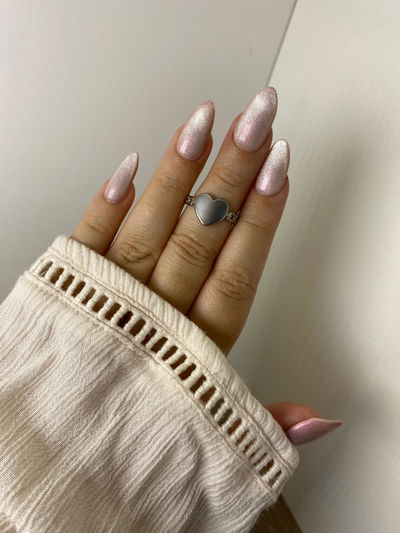 Anillo corazón cadena AQ