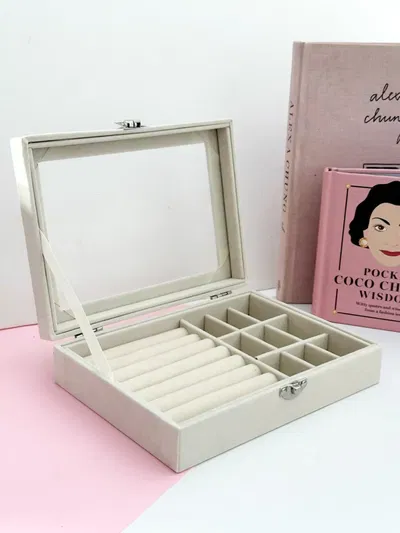 Organizador de joyas con vidrio CREMA