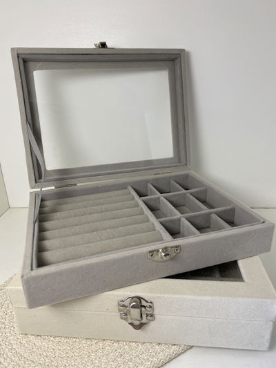 Organizador de joyas con vidrio GRIS