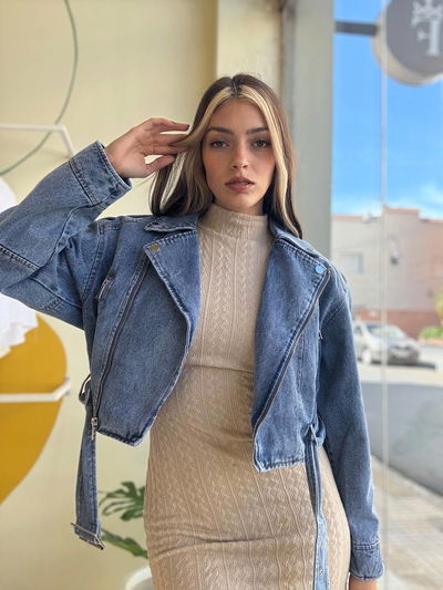 Campera Jeans con cinto over