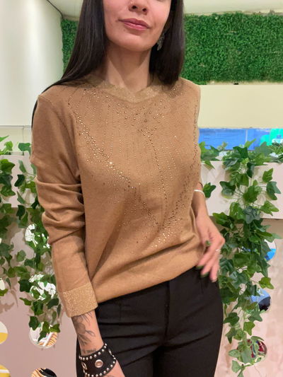 Sweter bremer brillo con strass 