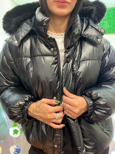 Campera 2 en 1 con chaleco puffer metalizada