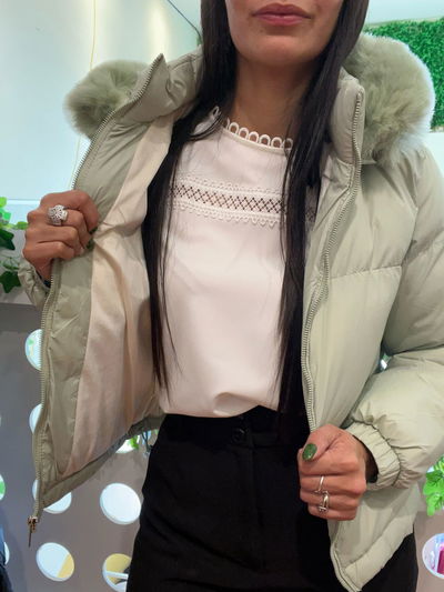 Campera puffer con piel