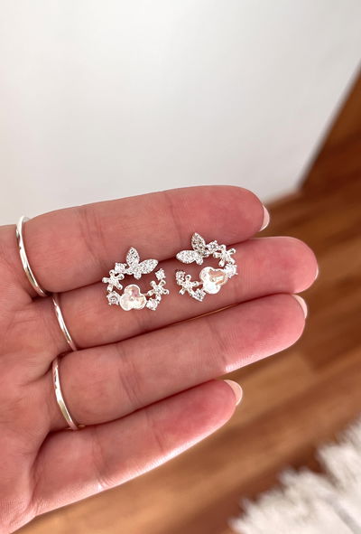 Aros corona mariposas cubic