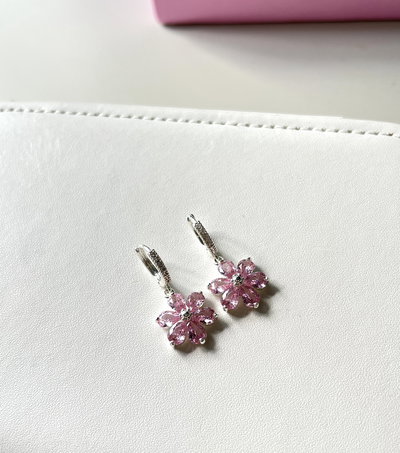 Argollitas flor cubic rose 