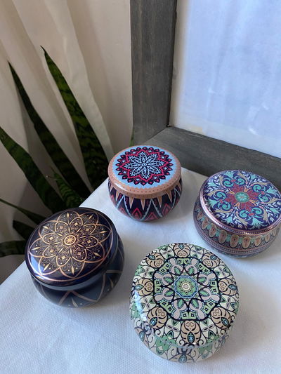 VELAS  MANDALAS LATA GRANDES 