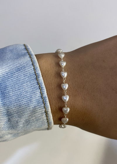 pulsera corazones perlas 
