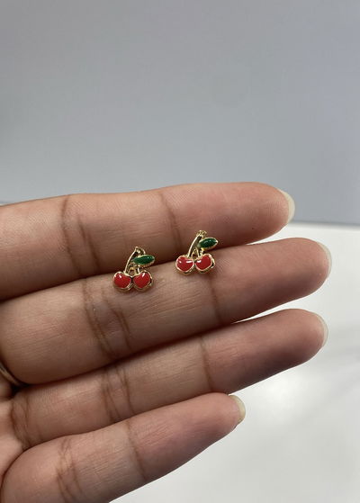 aros cherry esmaltados 