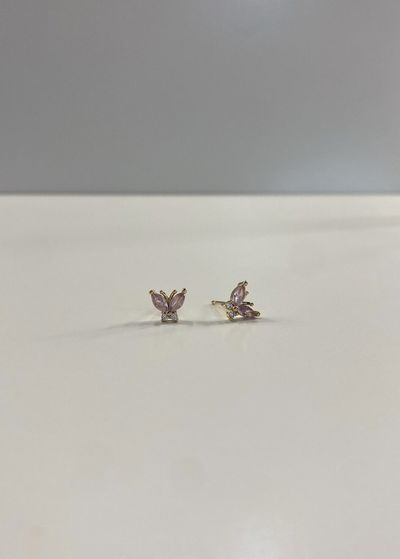 aros maripositas pink