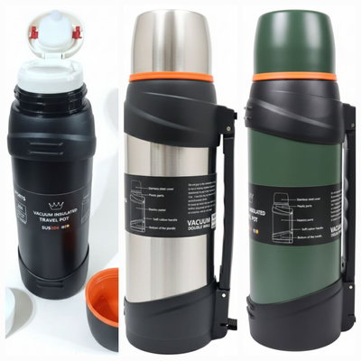 Termo Viajero Acero Inoxidable 2 Litros 2 Vasos Reforzado