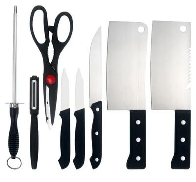 Set 8 Piezas Para Cocina: Cuchillos + Afilador + PelaPapas
