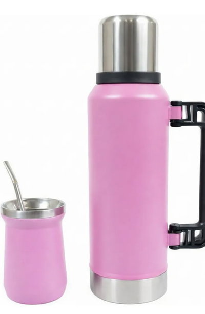 Combo Termo 1,2 Litros + Mate Bombilla Set Matero Acero Inoxidable