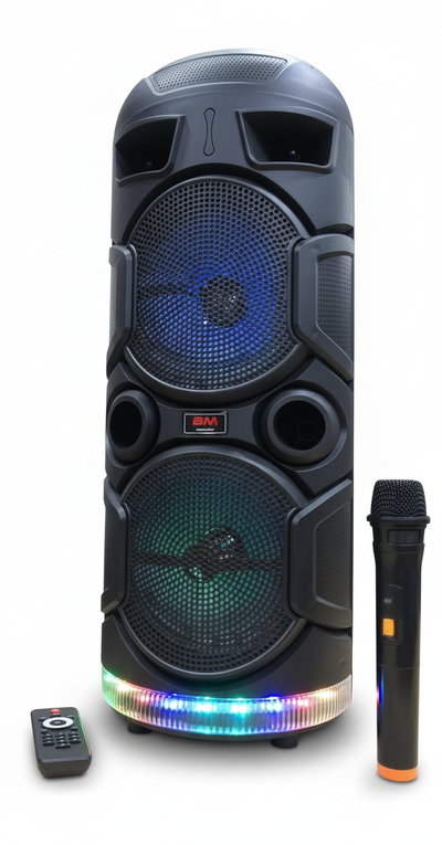 Parlante Bluetooth 2x8 + 2 Tweeter 600w Luz Rgb + Microfono Inalambrico + Control Remoto