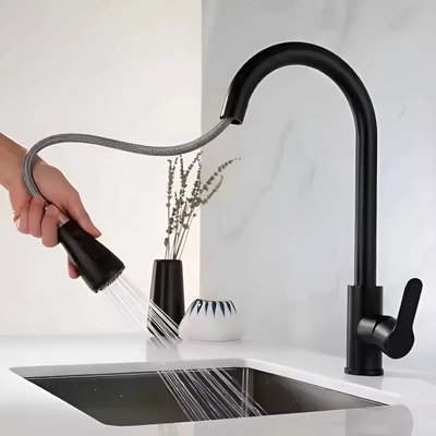 Canilla Griferia de Cocina Extensible Monocomando de 1 agujero. Incluye Flexibles