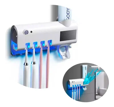 Porta Cepillos Dispenser Dental Luz Uv Para Baño