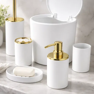 Kit de Accesorios para Baño IISDOO Blanco - Set de 6 Piezas de Plástico