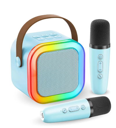 Mini Parlante Karaoke con 2 (DOS) Microfonos Inalambrico