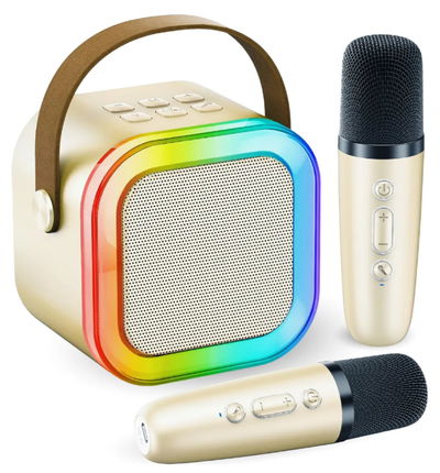Mini Parlante Karaoke con 2 (DOS) Microfonos Inalambrico