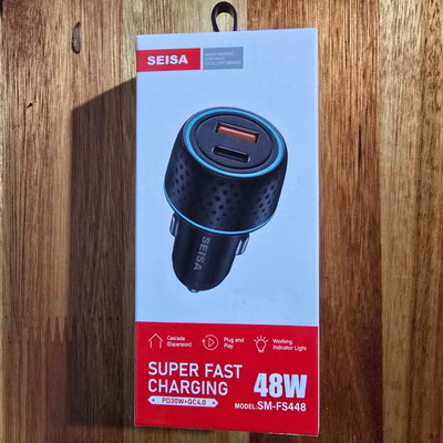 CARGADOR DE AUTO USB 12V 48W 2 SALIDAS TC Y USB SEISA SN-FS448