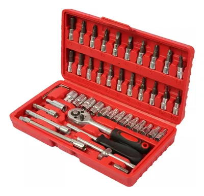 Caja Herramientas Set Juego Llave Tubos Puntas Kit 46 Piezas