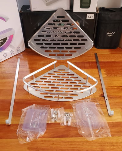 ESTANTE ESQUINERO DE BAÑO ADHESIVO X 2 100% ALUMINIO!!
