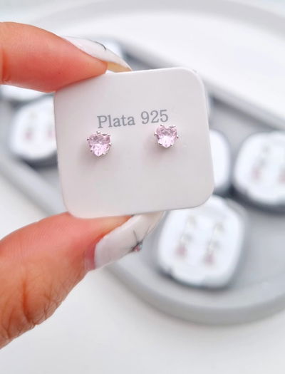 Abridores con piedra de corazon rosa 