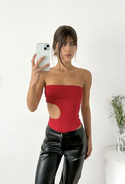 Body strapless Rojo