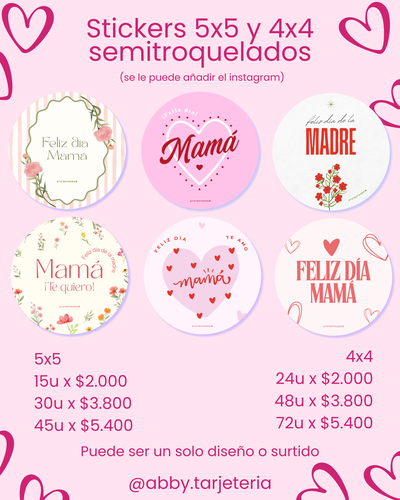 STICKERS 5X5 Y 4X4 - DIA DE LA MADRE