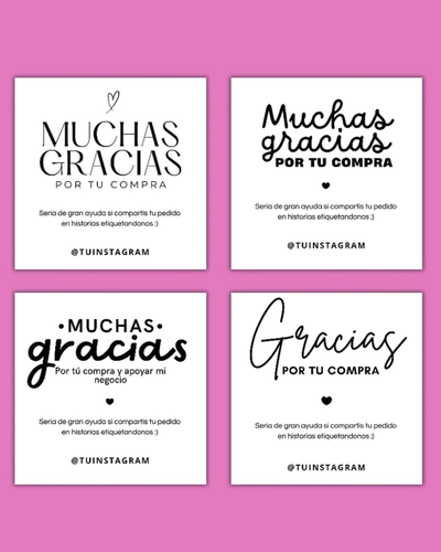 PROMO | Tarjetas 7x7 Gracias por tu compra | Mate 180gr