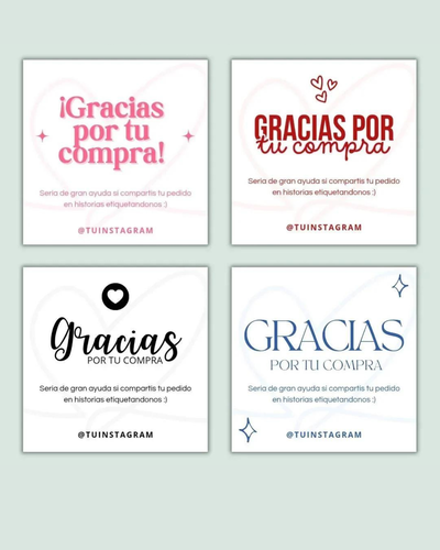 PROMO | Tarjetas 7x7 Gracias por tu compra | Fotográfico 200gr