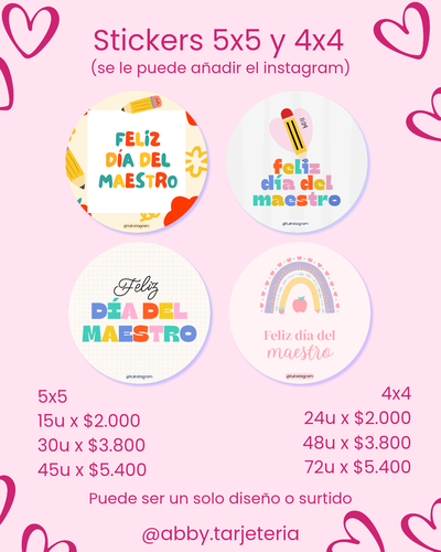 STICKERS 5X5 Y 4X4 - DIA DEL MAESTRO