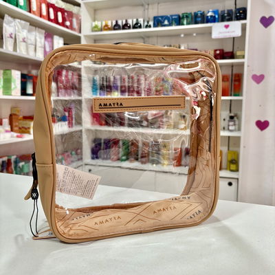 Neceser transparente y marrón | Amayra