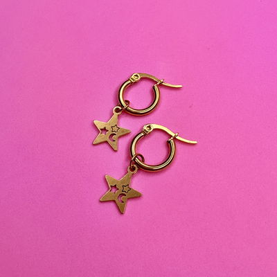 Aros argollas Estrella dorado