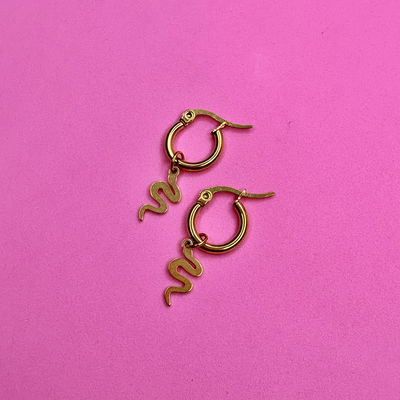 Aros argollas Serpiente dorado