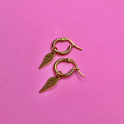 Aros argollas Alas dorado