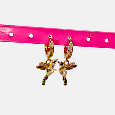 Aros argollas Libélula piedritas Dorado