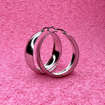 Aros argollas anchas Plateado