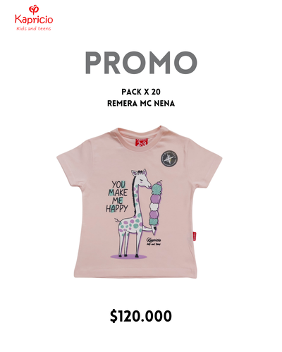 PROMO PACK REMERAS MANGA CORTA NENA