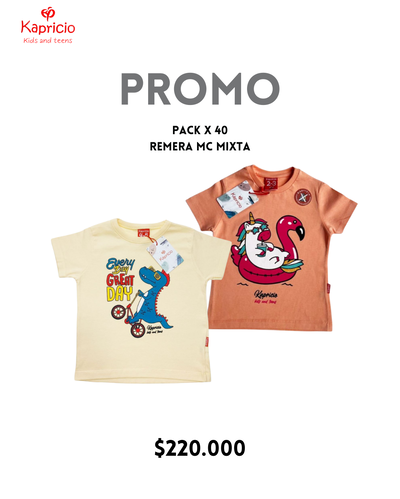 PROMO PACK POR 40 REMERAS NENE Y NENA