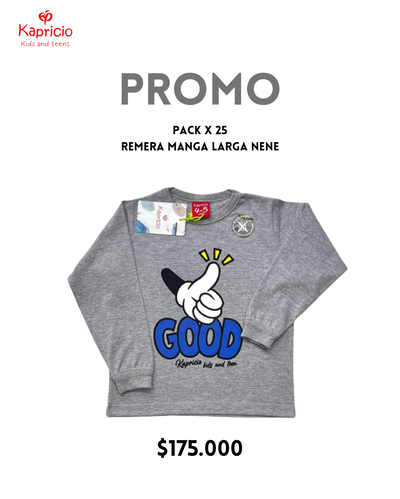 PROMO PACK REMERAS MANGA LARGA NENE POR 25