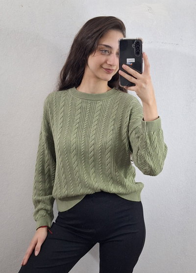 Sweater tejido de algodón crop