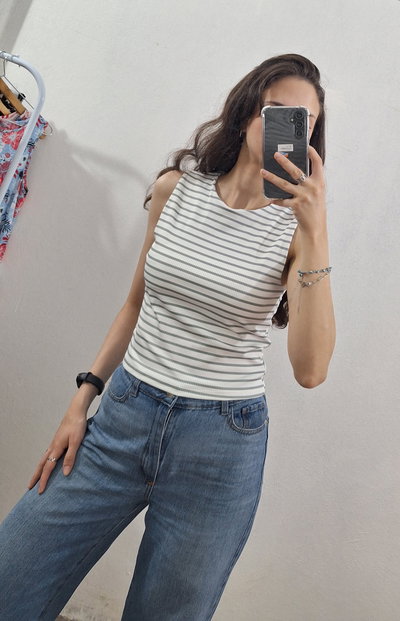Musculosa / Remera sin manga viscosa rayada