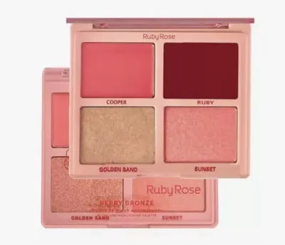 Paletas de Rubores & Iluminador Blush & Shine Tono 2 Berry Bronze  Ruby Rose 