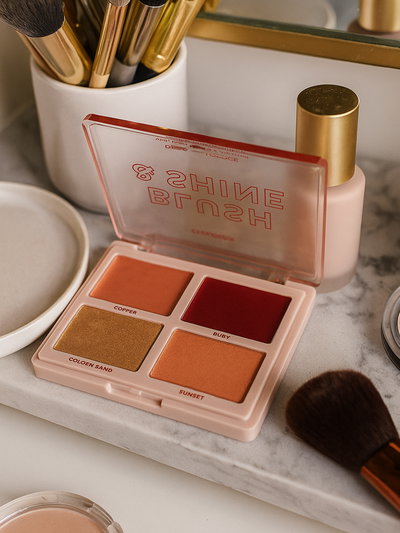 Paletas de Rubores & Iluminador Blush & Shine Tono 2 Berry Bronze  Ruby Rose 